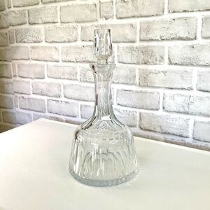Vintage Large Clear Cut Glass Decanter Bottle With Stopper 11 Inches